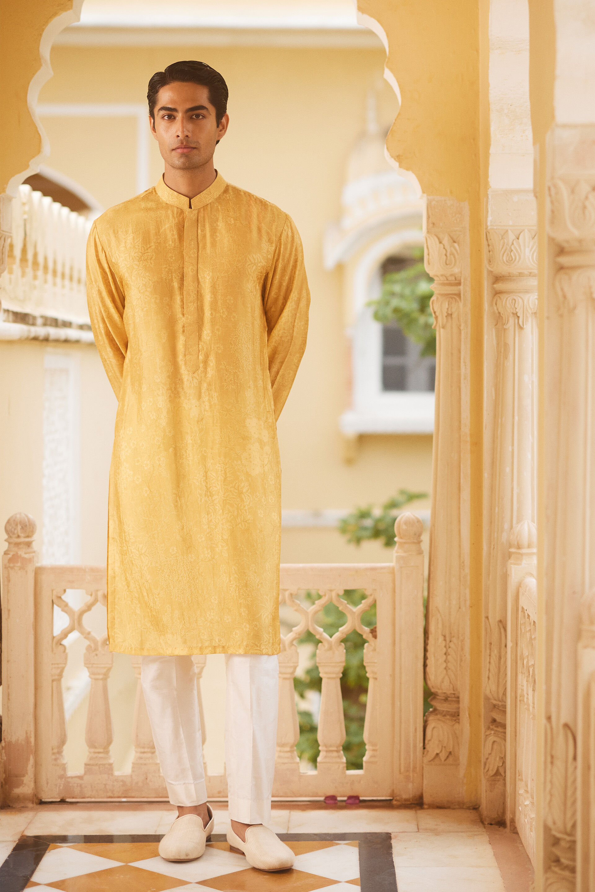 Nandan Silk Kurta - Mustard